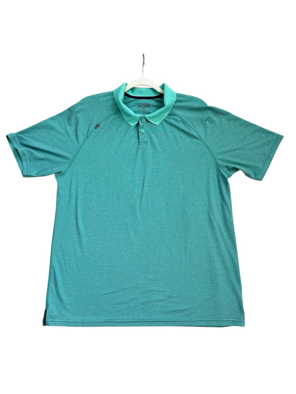 Men’s Rhone Polo Shirt Large Turquoise Athletic Performance Golf Casual Stretch